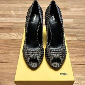 Fendi Zucca wedged heels brown